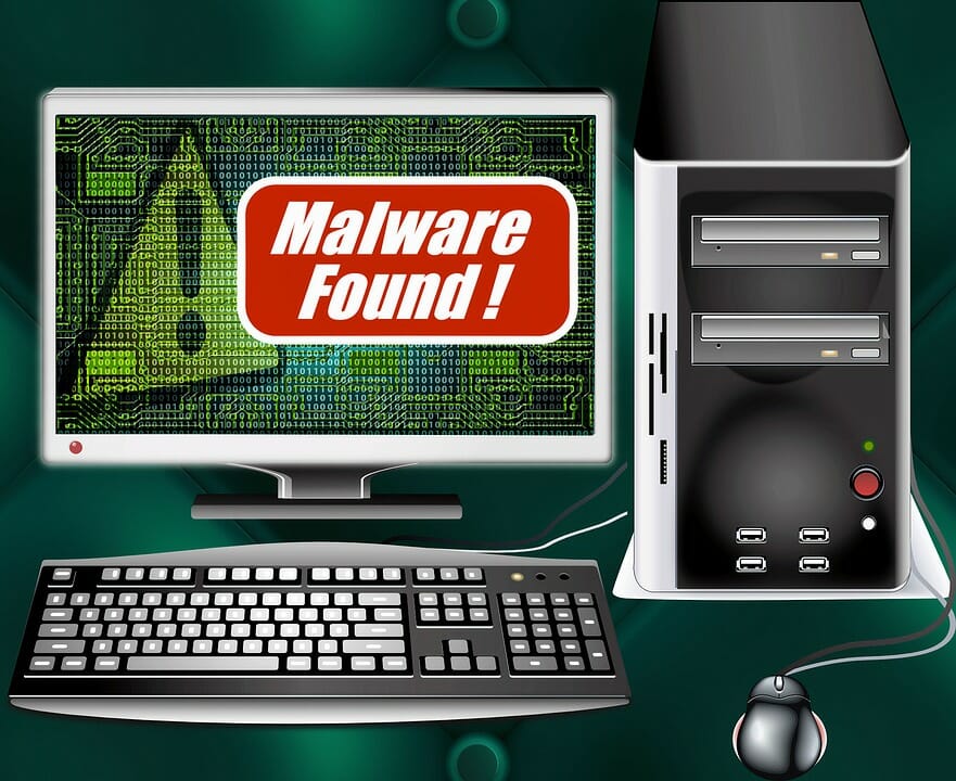 malware alert on the monitor screen