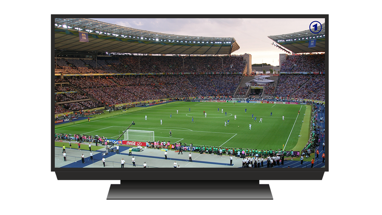 football game on tv screen