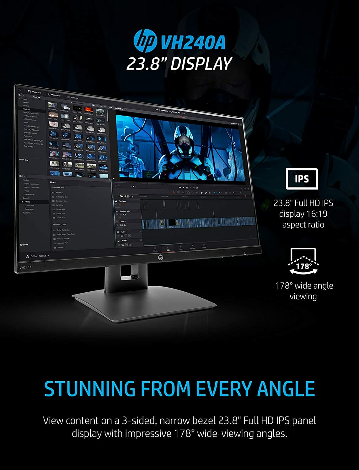 HP VH240a monitor stunning from every angle
