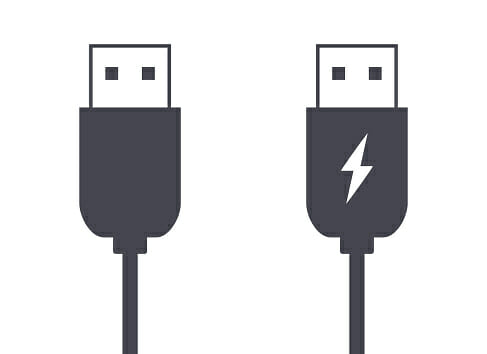 Two cartooned thunderbolt cables