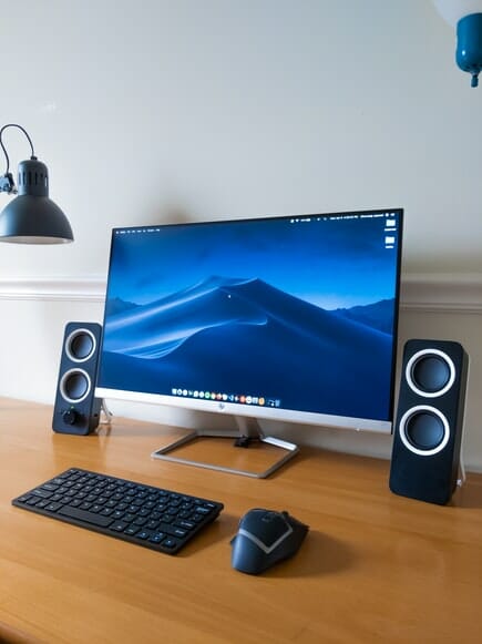 workspace with monitor and keyboard