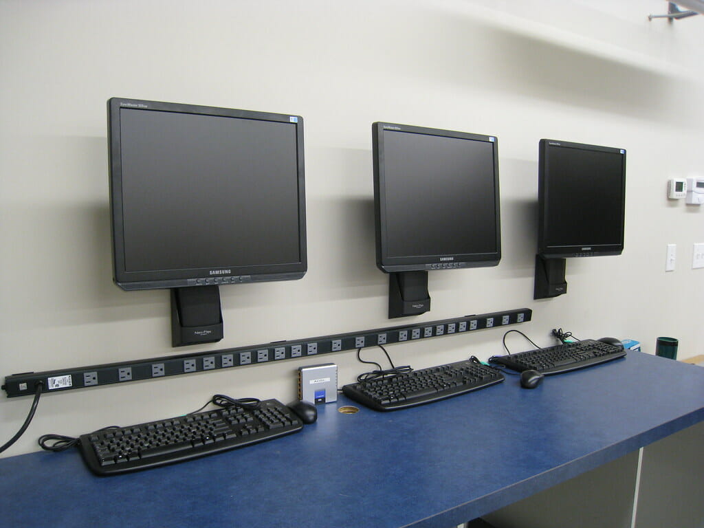 monitors on the wall